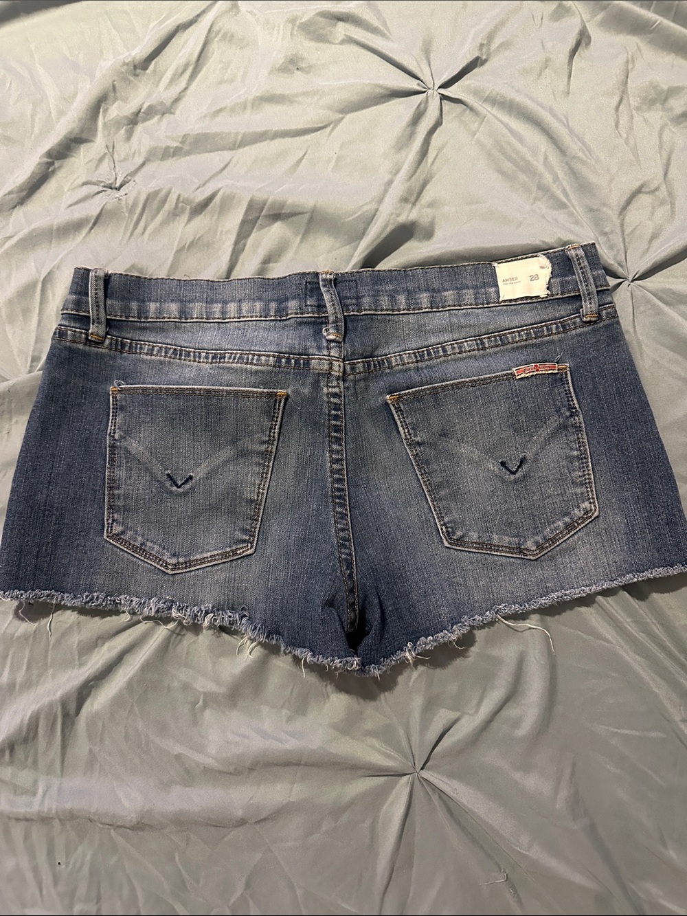 Hudson Jeans Amber Distressed Blue Denim Cutoff Shorts